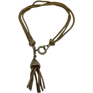 Vintage 90s Gold Rope Chain Tassel Charm Bracelet